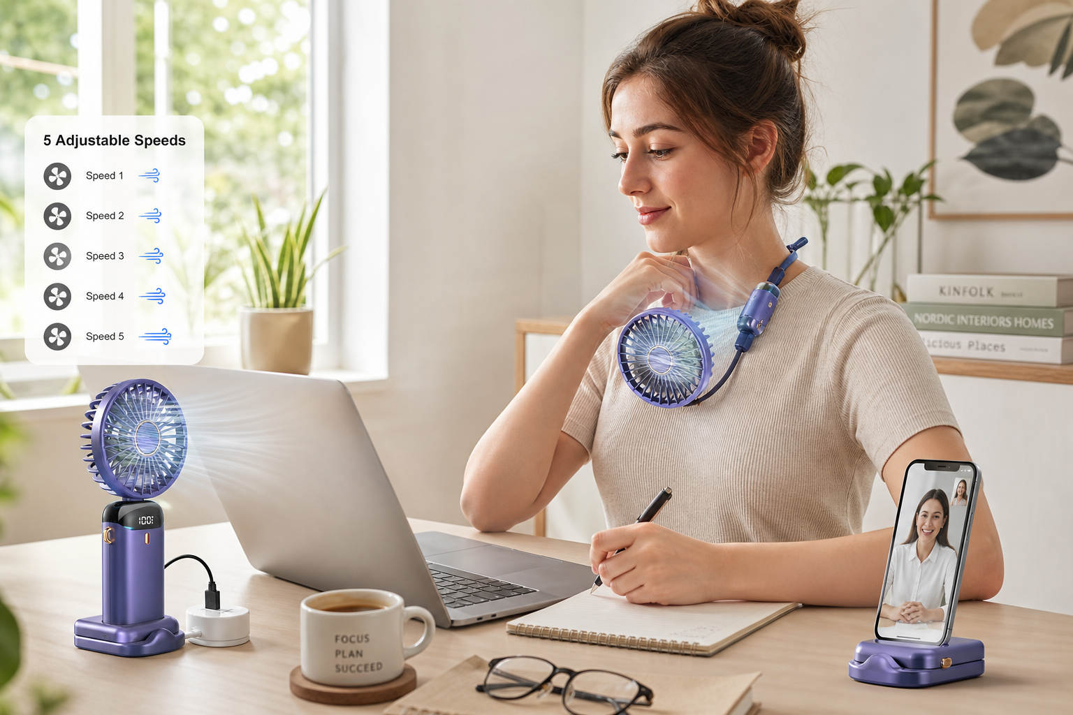 Mini ventilateur pliable 5 vitesses